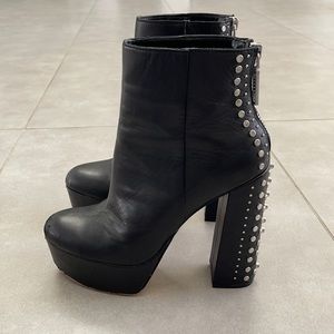 BLACK LEATHER STUDDED PLATFORM DOLCE VITA BOOTS